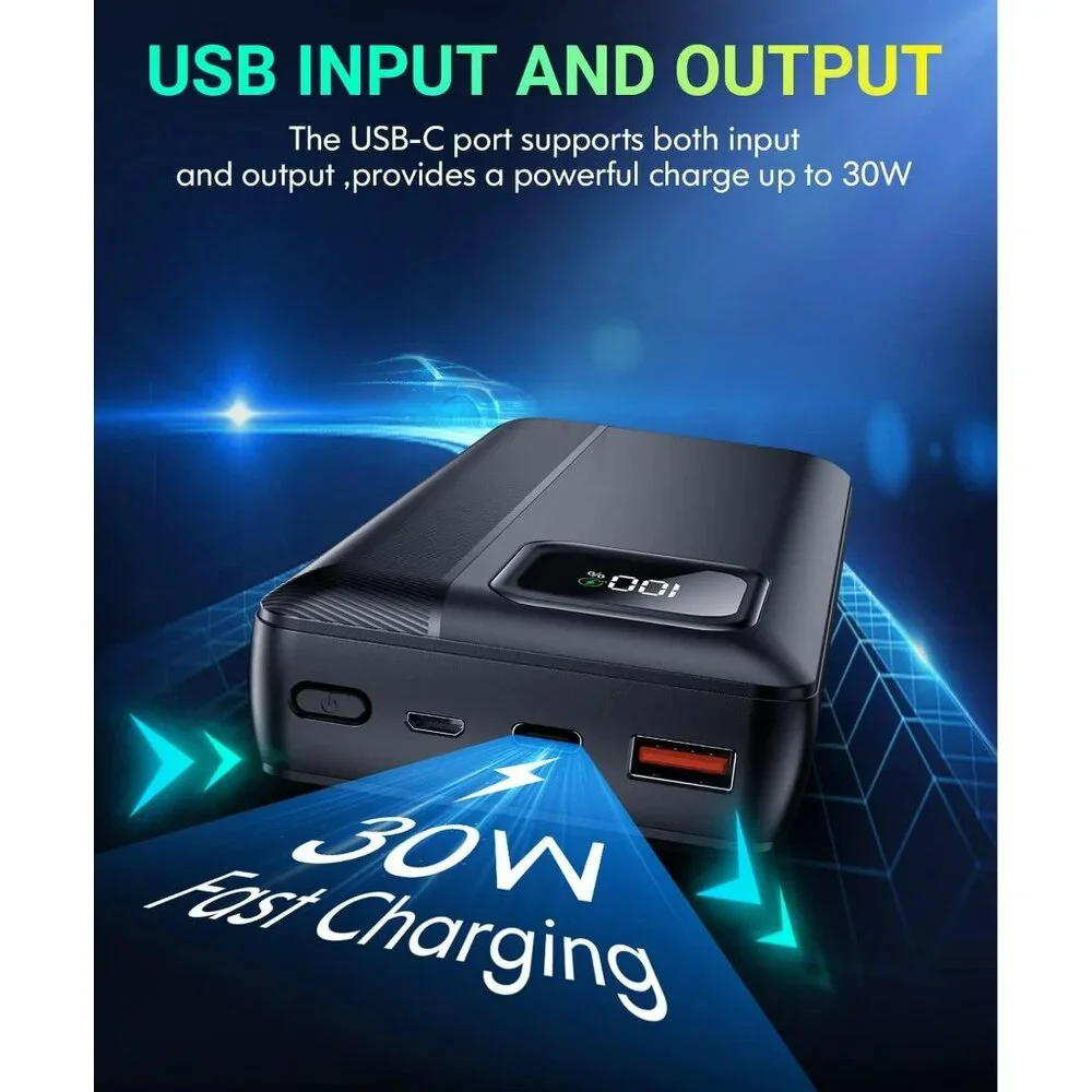 Portable Phone Charger -40000 mAh Fast Charging Power Bank, With Built-in Cables